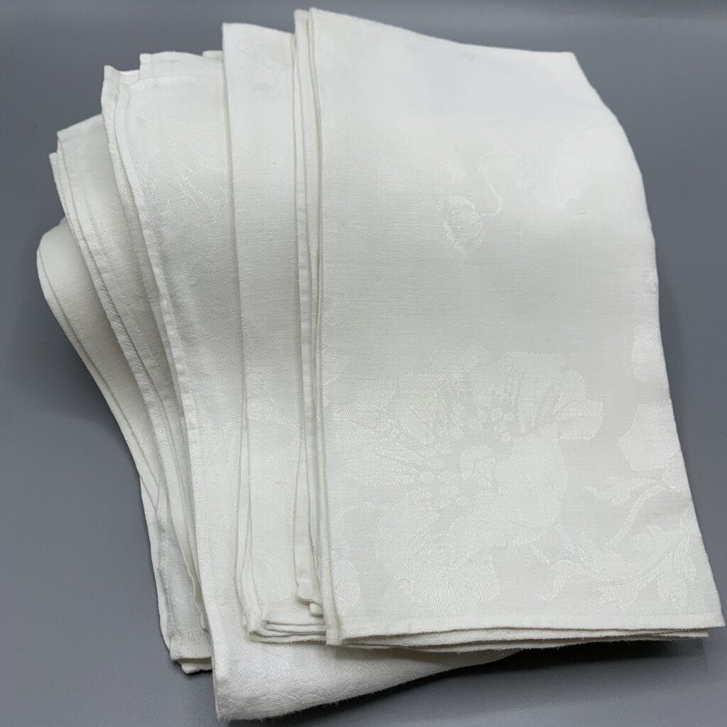 Vintage Damask Linen Napkins Set/8 /hg