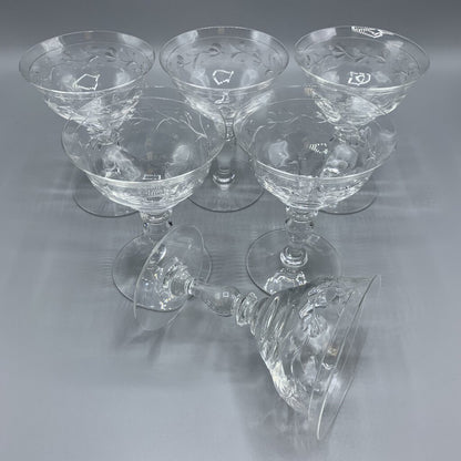 Vintage Hawkes “Sylvia” Cut Crystal Coupe Glasses Set/6 /hg