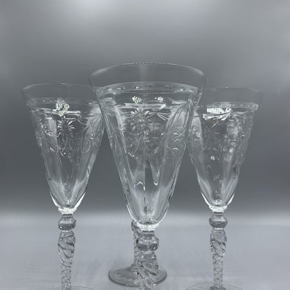 Vintage Newton Crystal Co.Cut Crystal Wine/Water Glasses Set/4 /hg