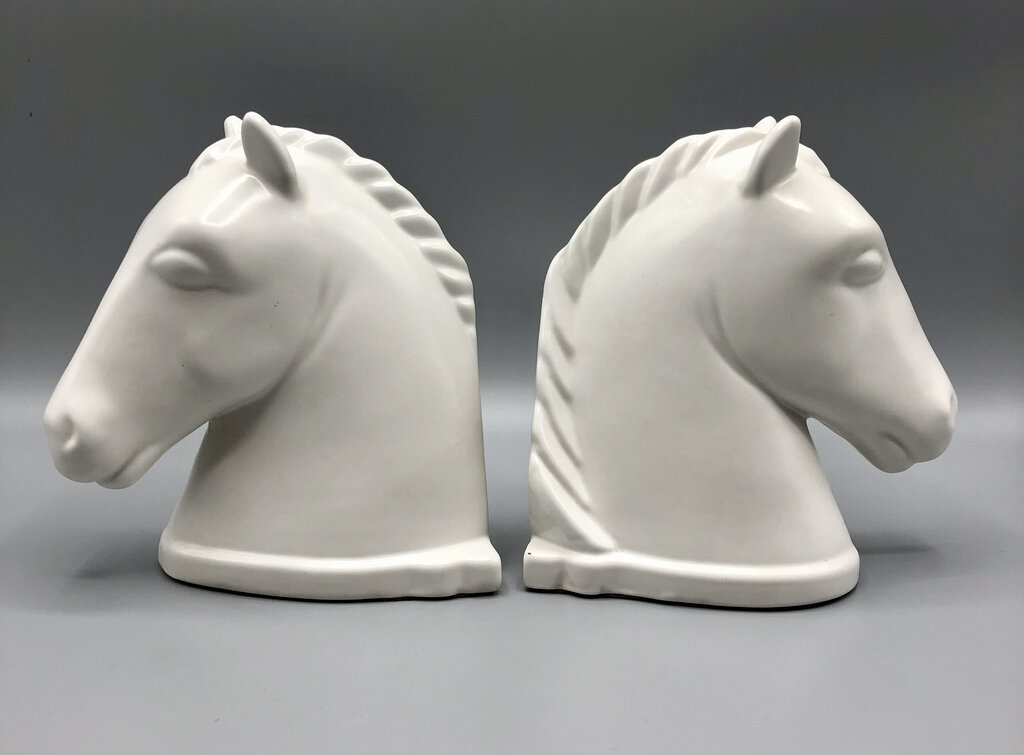 Vtg Abington Pottery Horse head Book Ends /b