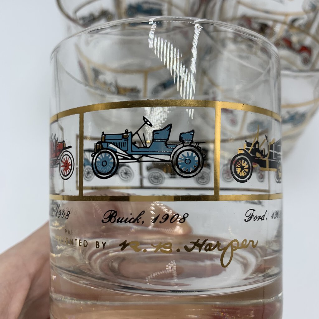 Antique Car Double Old Fashioneds By R.B. Harper Set/6 /hg