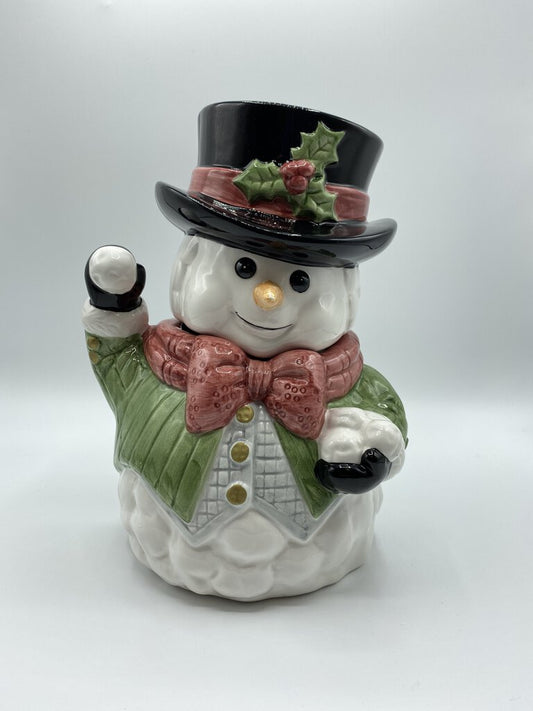 Fitz & Floyd Omnibus Snowman Cookie Jar /rw