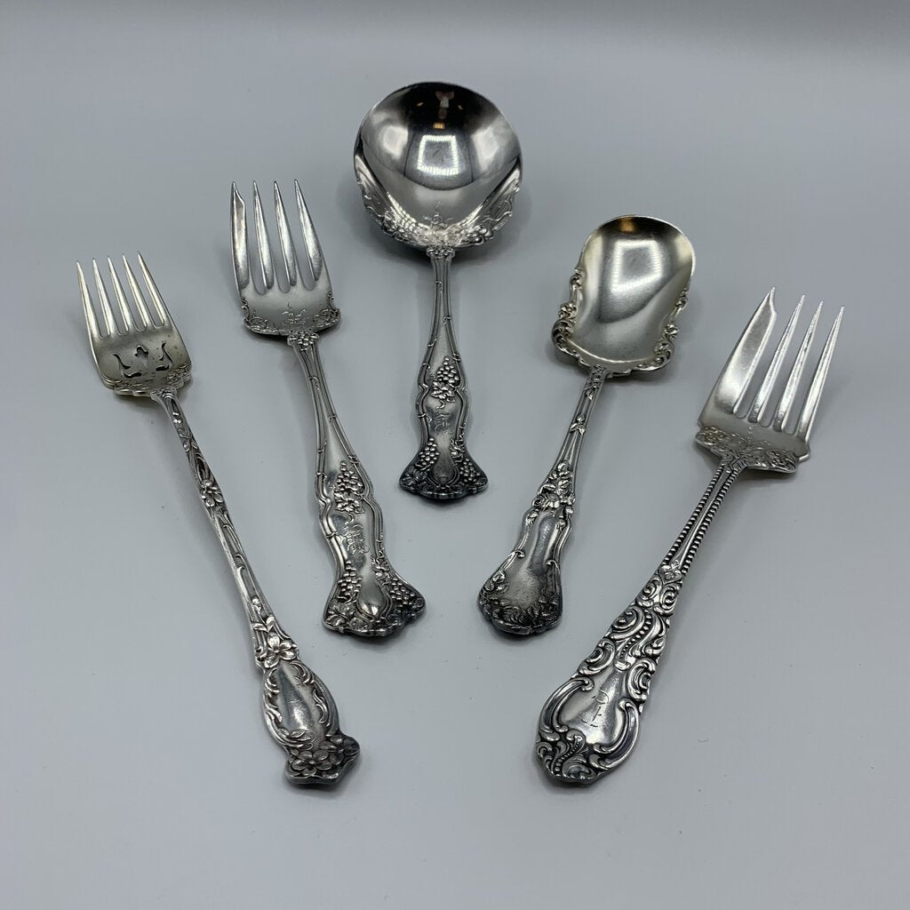 Antique Silverplate Serveware Set/5 /hg