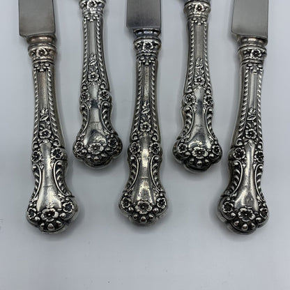 Antique Alvin “Cambridge” Sterling Silver Blunt Dinner Knives Set/5 /hg