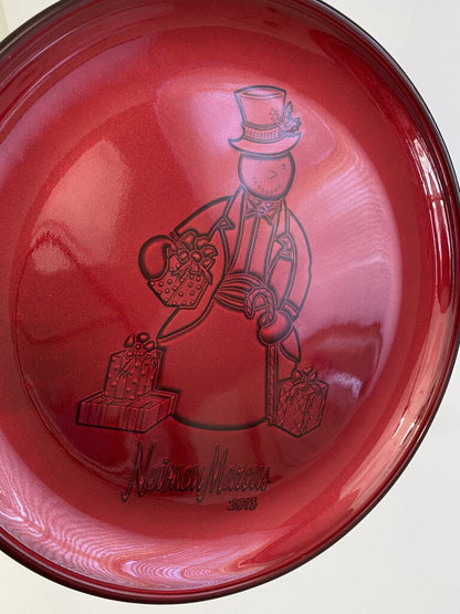 Neiman Marcus 13.5” Red Glass Snowman 2015 Serving Platter NIB /rb