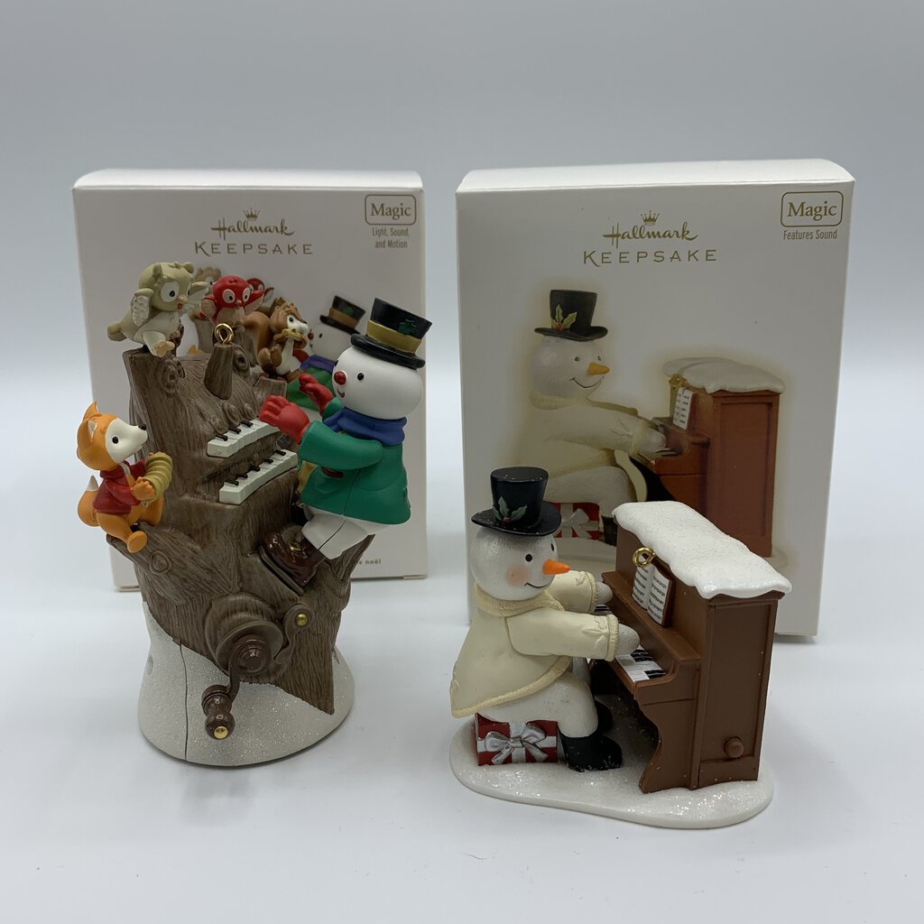 Hallmark Keepsake Ornament Pair, 2009 Sing-A-Long Snowman, 2011 Hickory Tree Harmony /hg