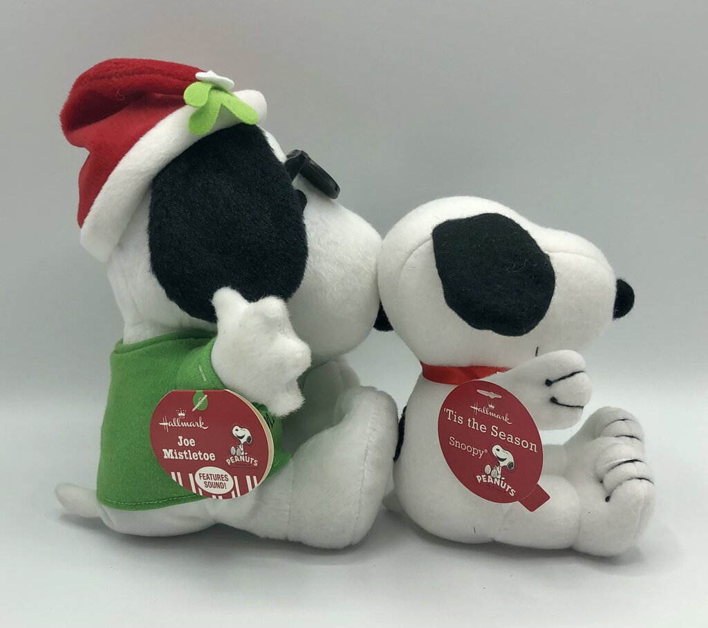 Pair of Hallmark Snoopy Joe Cool Holiday Plush Toys /b