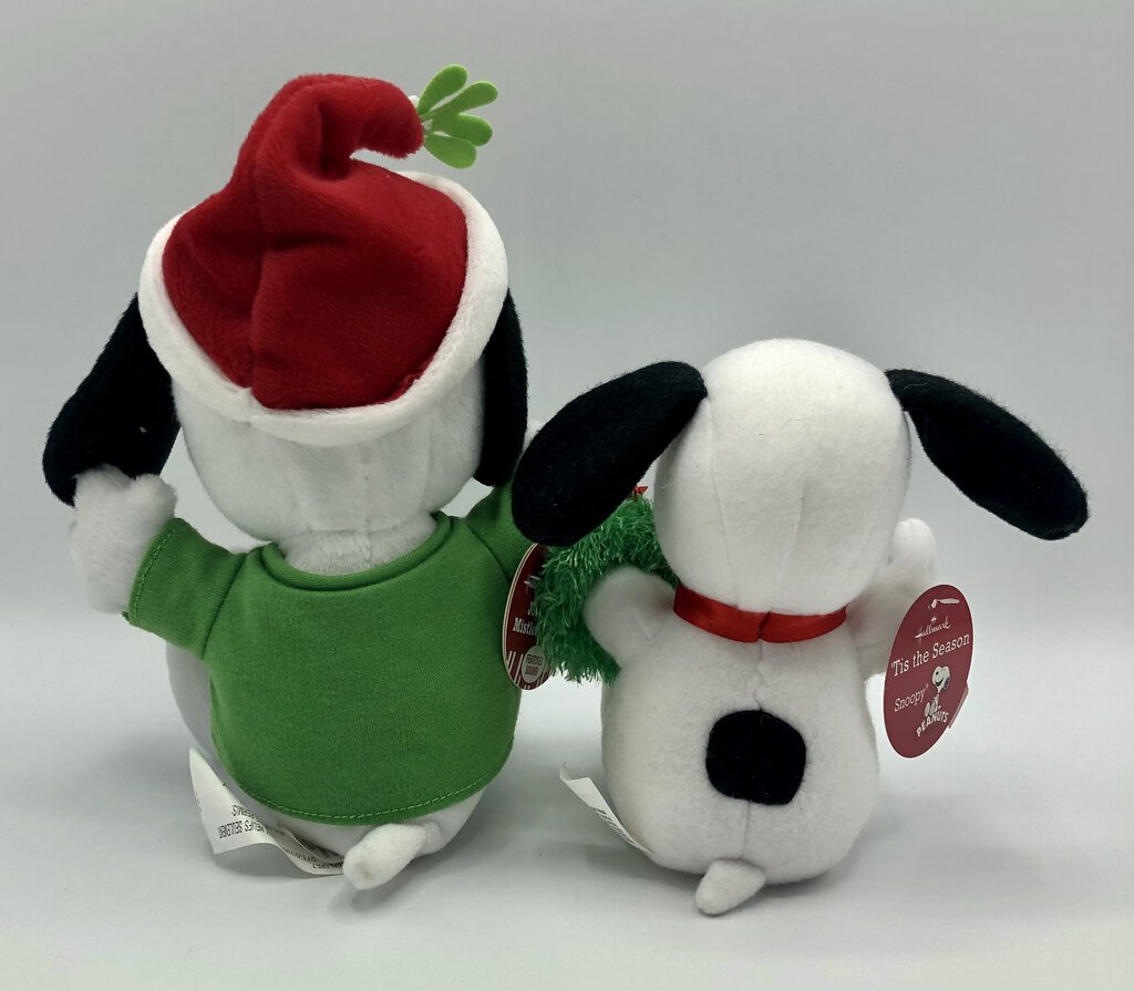 Pair of Hallmark Snoopy Joe Cool Holiday Plush Toys /b