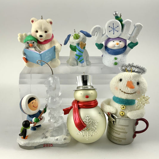 Lot Of 6 Hallmark Keepsake Ornaments Snowman/Winter Themed /cb