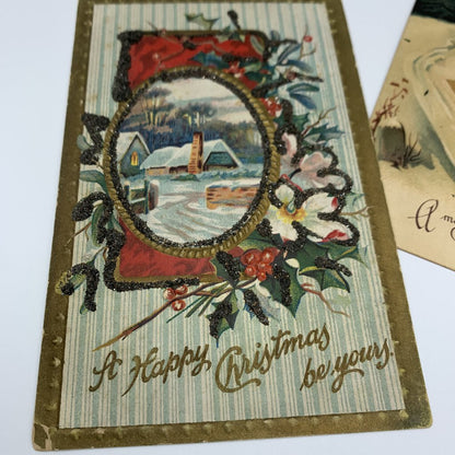 Lot of 6 Antique Edwardian-Era Christmas Postcards /hg