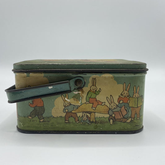 Vintage 1925 Peter Rabbit Tin w/ Lid and Handle /bh