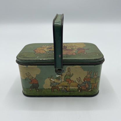 Vintage 1925 Peter Rabbit Tin w/ Lid and Handle /bh