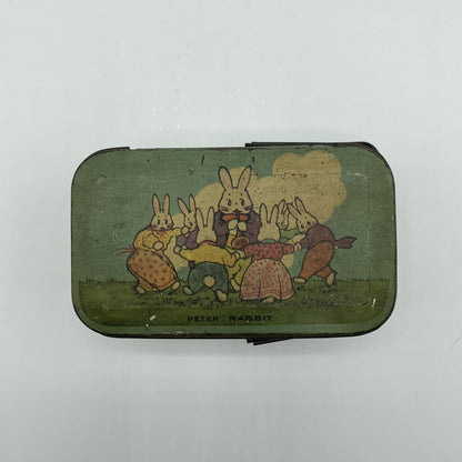 Vintage 1925 Peter Rabbit Tin w/ Lid and Handle /bh