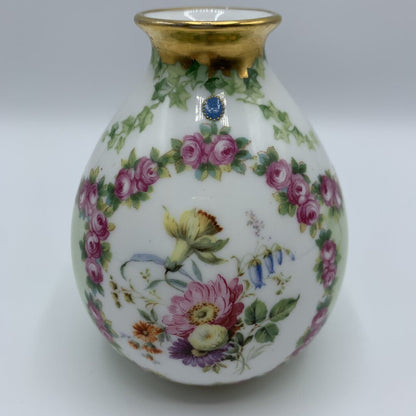 Antique Royal Bayreuth Petite Hand-painted Floral Vase /hg