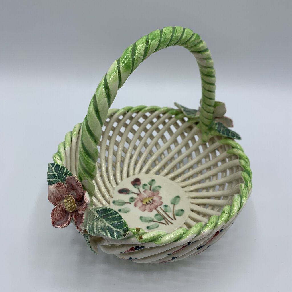 Vintage Porcelain Flower Basket, Made in Spain /hg