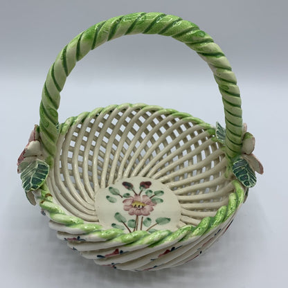 Vintage Porcelain Flower Basket, Made in Spain /hg