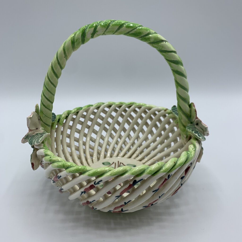 Vintage Porcelain Flower Basket, Made in Spain /hg