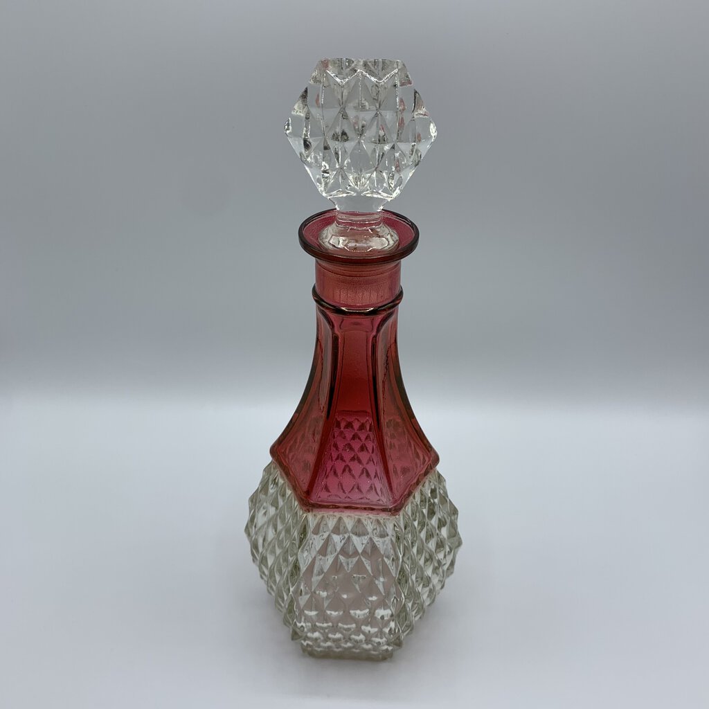 Indiana Glass Ruby Red Diamond Point Decanter /hg