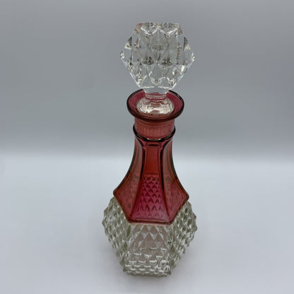 Indiana Glass Ruby Red Diamond Point Decanter /hg