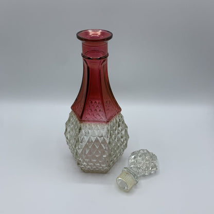 Indiana Glass Ruby Red Diamond Point Decanter /hg