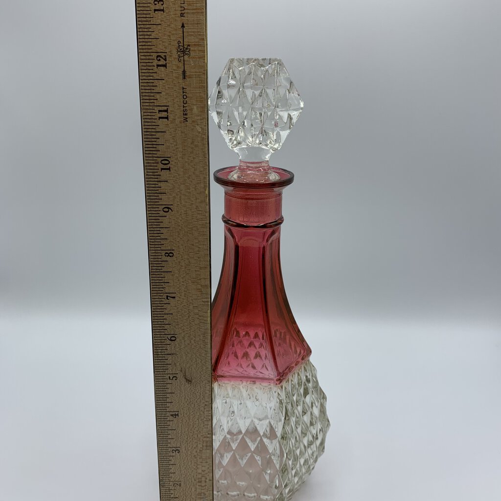 Indiana Glass Ruby Red Diamond Point Decanter /hg