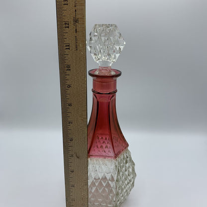 Indiana Glass Ruby Red Diamond Point Decanter /hg