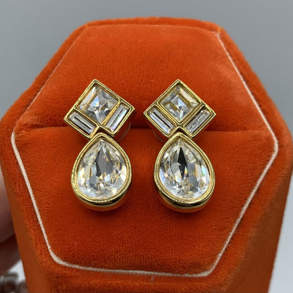 Vintage Swarovski Crystal Pierced Earrings /hg