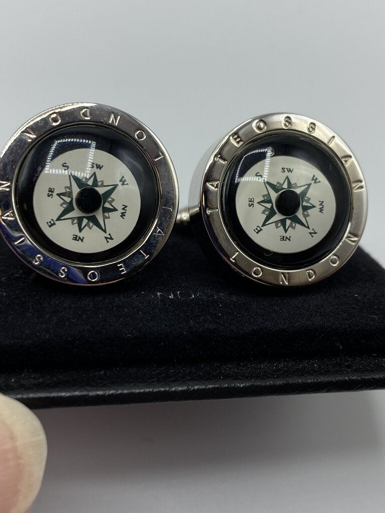 Tateossian Working Compass Silver Cufflinks London /ro