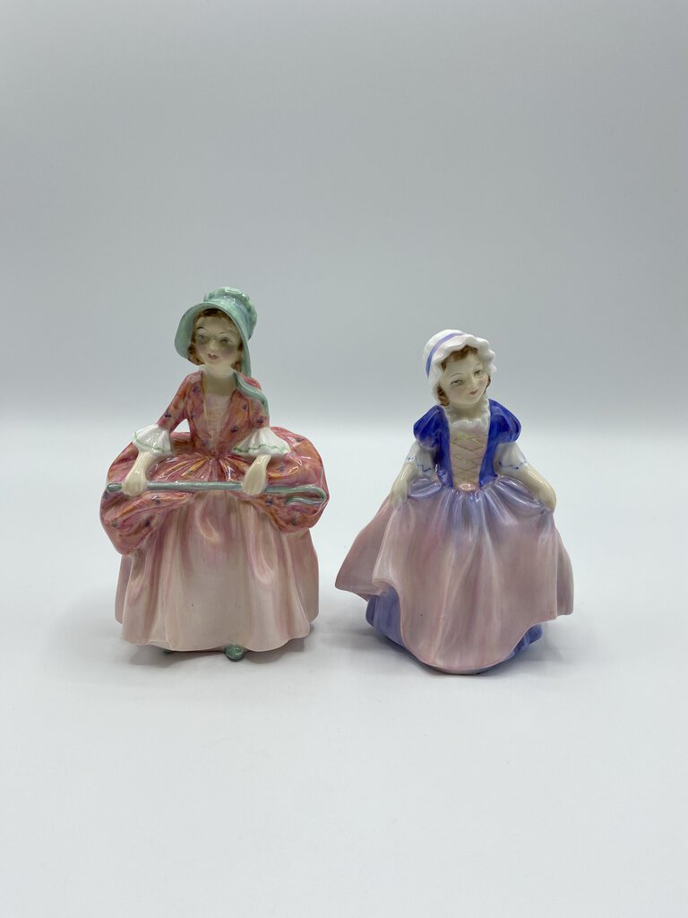 Royal Doulton Bone China Figurine Set of Two 5” tall “Bo Peep & Dinky Do” /rw