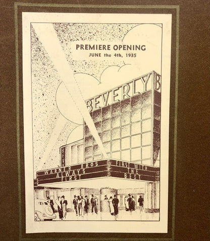 1935 Premier Opening The Beverly Theatre in Chicago Souvenir Program /b