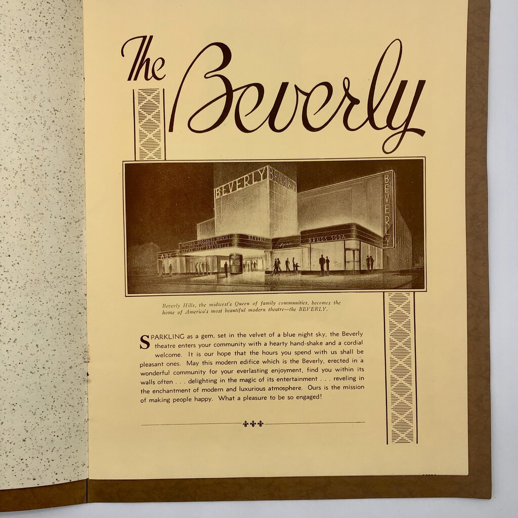 1935 Premier Opening The Beverly Theatre in Chicago Souvenir Program /b