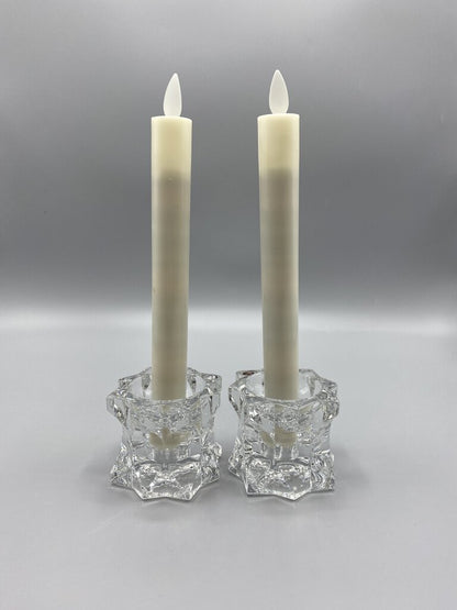 Mikasa Lead Crystal Sparkling Star Votive or Candlestick Holder Set of 2 /roh