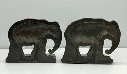 Vintage Cast Iron Elephant Pachyderm Book Ends /b