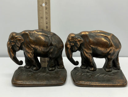 Vintage Cast Iron Elephant Pachyderm Book Ends /b