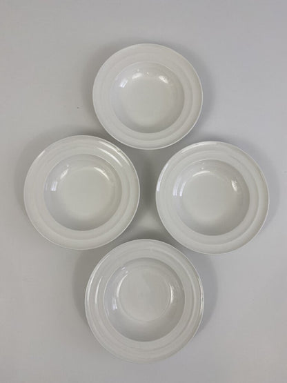 Gorham White Bone China “Modern Groove” 9” Rimmed Bowl set of 4 /rc