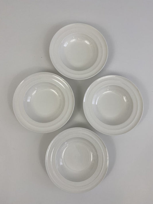 Gorham White Bone China “Modern Groove” 9” Rimmed Bowl set of 4 /rc