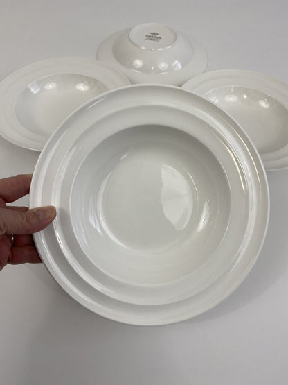 Gorham White Bone China “Modern Groove” 9” Rimmed Bowl set of 4 /rc