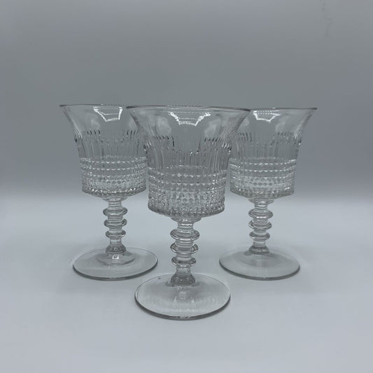 Vintage Fenton “Lincoln Inn Clear” Water/Wine Goblets Set/2 /hg