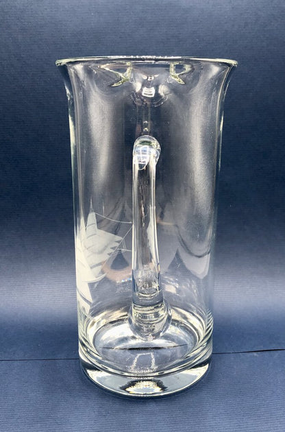 Vintage Clipper Ship Etched Glass Pitcher /b