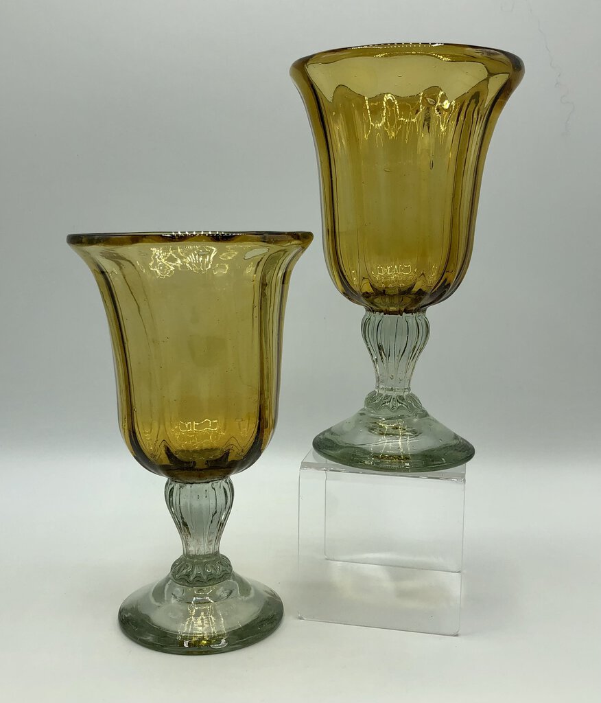 Set of 2 Mariposa Glitz Amber Water Goblets 7 1/8” /b