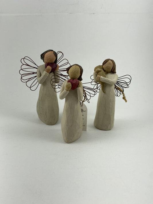 Willow Tree Set of 3 Figurines Angel of Friendship-Angel of Heart /rb