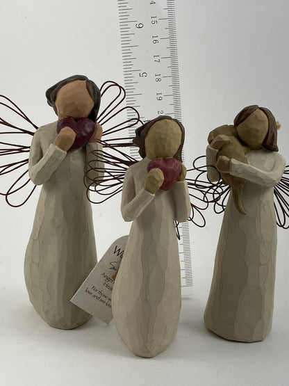 Willow Tree Set of 3 Figurines Angel of Friendship-Angel of Heart /rb