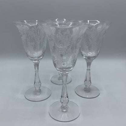 Tiffin “Cherokee Rose” Water Goblets Set of 4 /hg