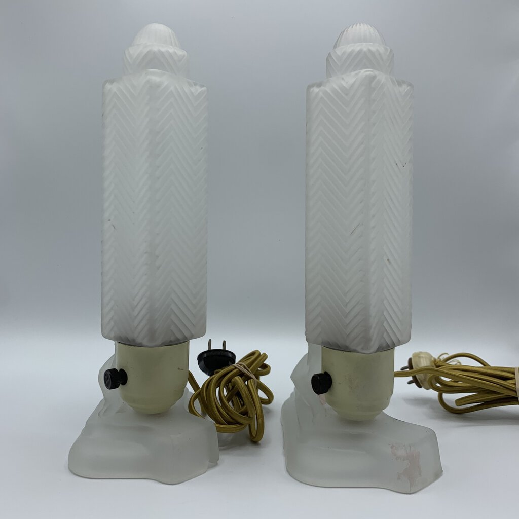 Pair of Antique McKee Art Deco Skyscraper Lamps /hg