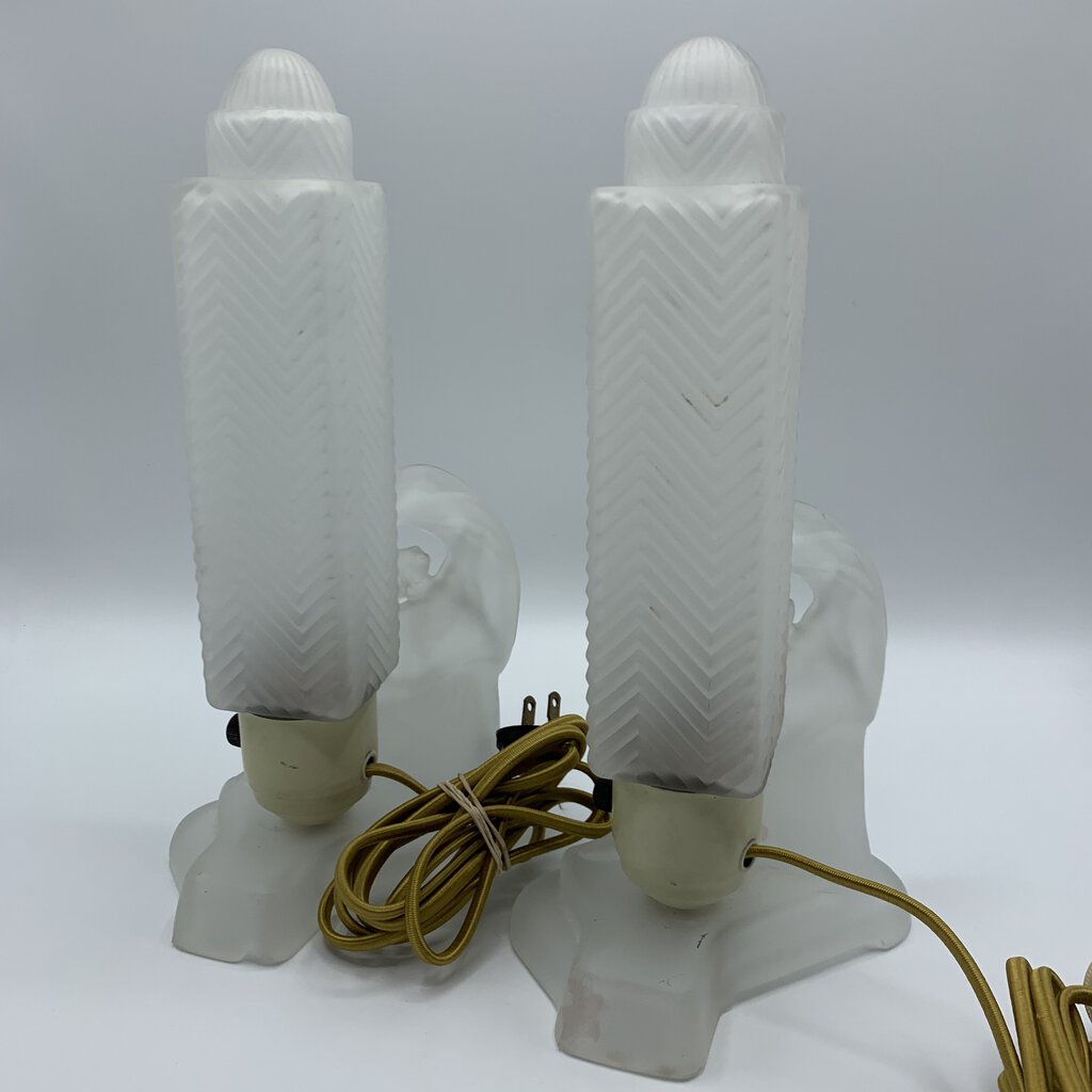 Pair of Antique McKee Art Deco Skyscraper Lamps /hg