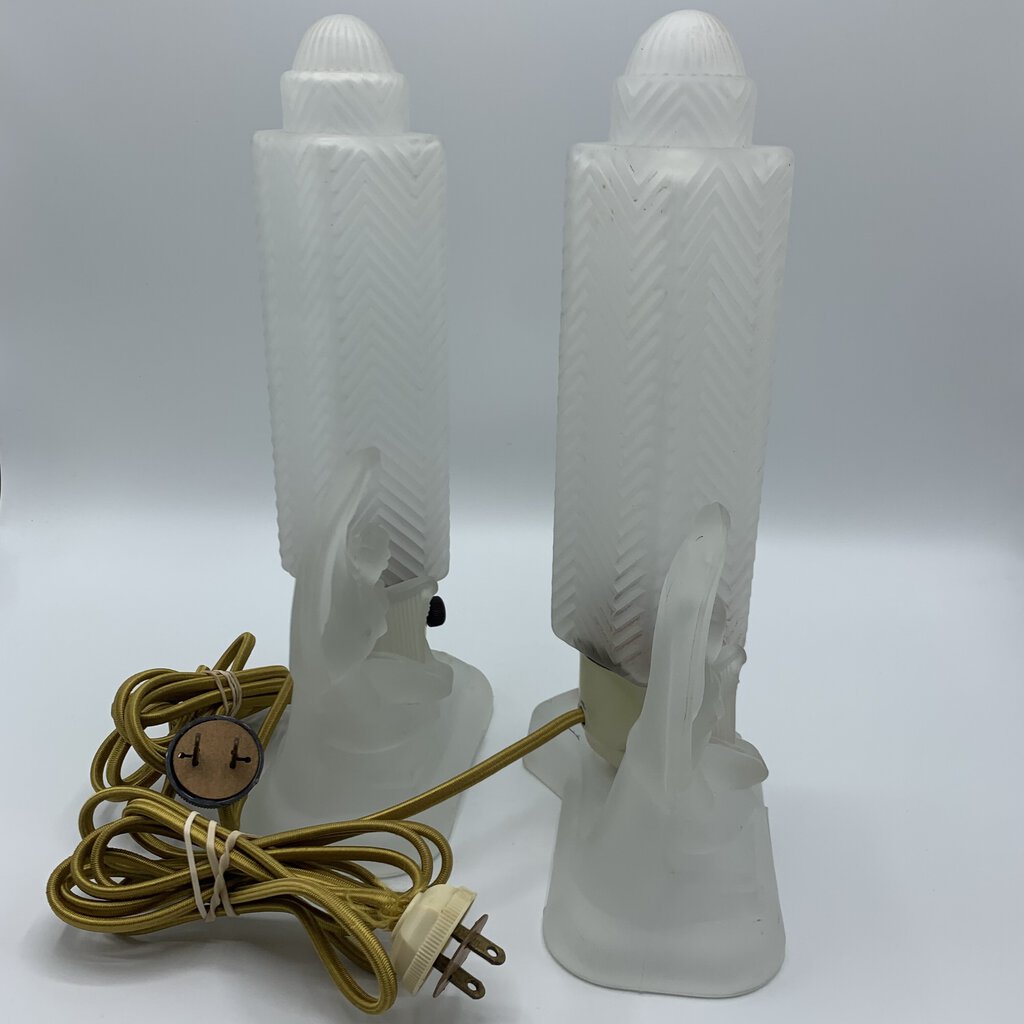 Pair of Antique McKee Art Deco Skyscraper Lamps /hg