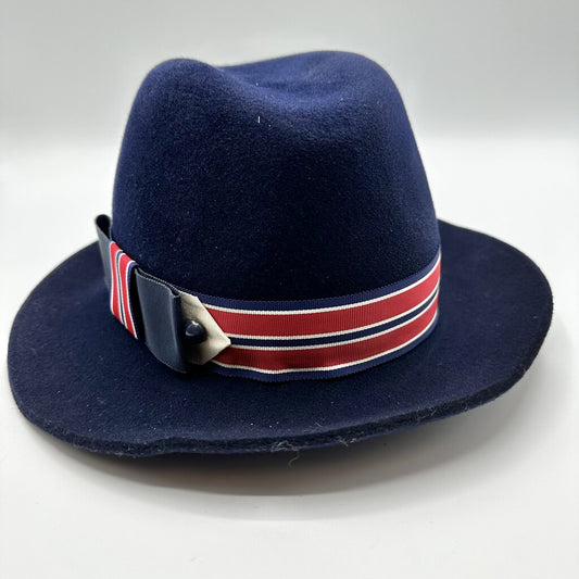 Vintage Geo. W. Bollman Kurt Jr. By Tom Hann Dark Blue Wool Fedora /cb