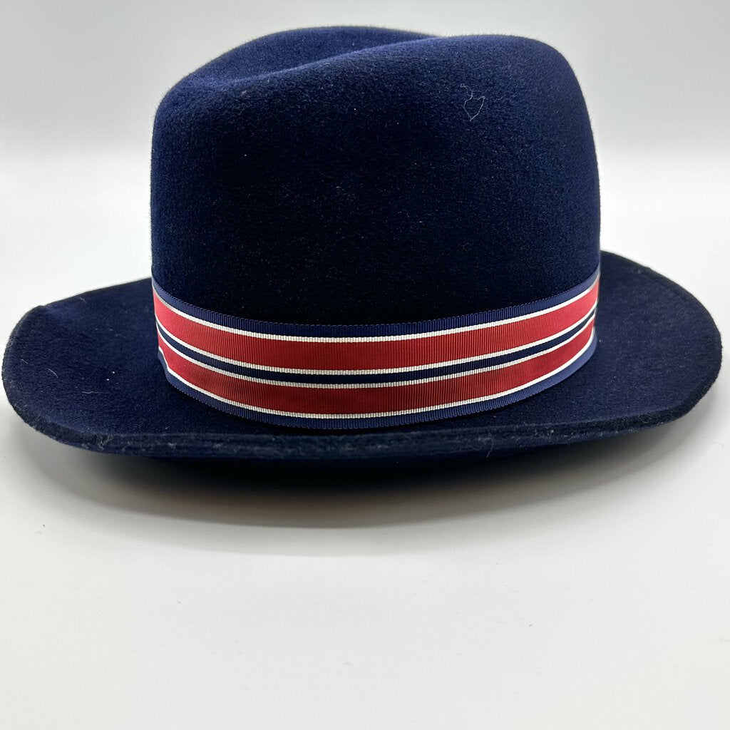 Vintage Geo. W. Bollman Kurt Jr. By Tom Hann Dark Blue Wool Fedora /cb