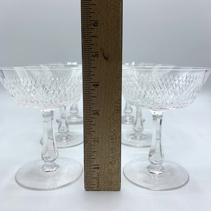 Vintage MCM Fine Arts “Royal Diamond” Champagne Coupe Glasses Set of 6, Made in Netherlands /hg