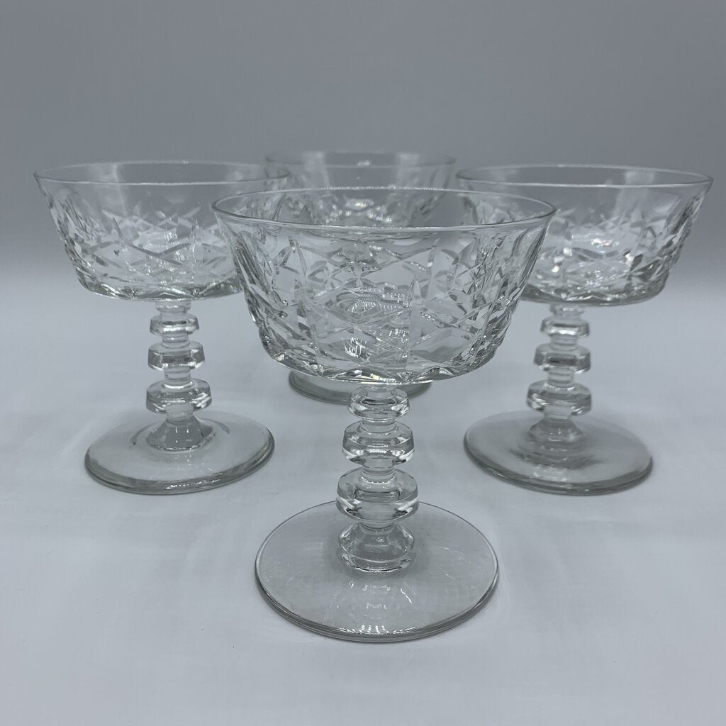 Vintage Rock Sharpe “Olive and Cross” Champagne Coupe Glasses Set of 4 /hg